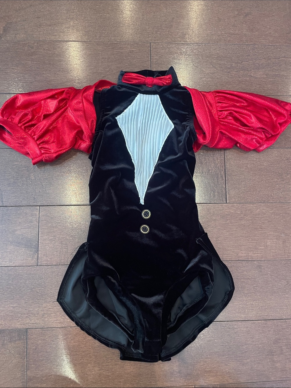 Kids Black & Red Tuxedo-Style Costume Leotard
